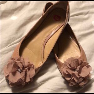 BP NORDSTROM NUDE FLOWER PATENT LEATHER FLATS